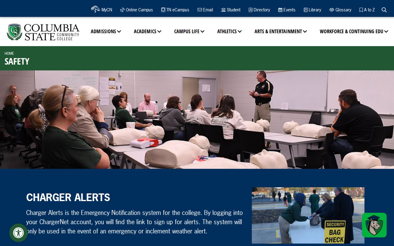 Columbia State Community College public safety records page