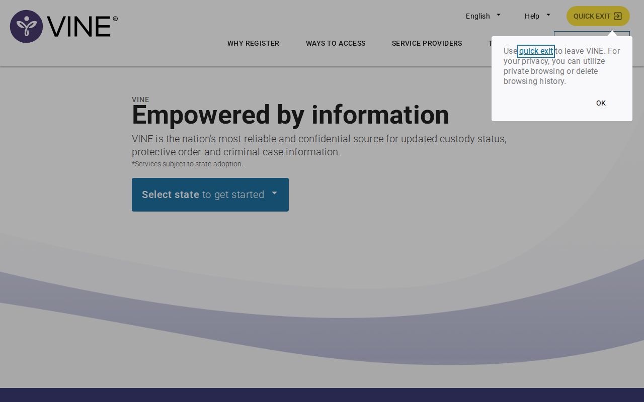 VINELink custody status and notification interface used for Maury County custody checks