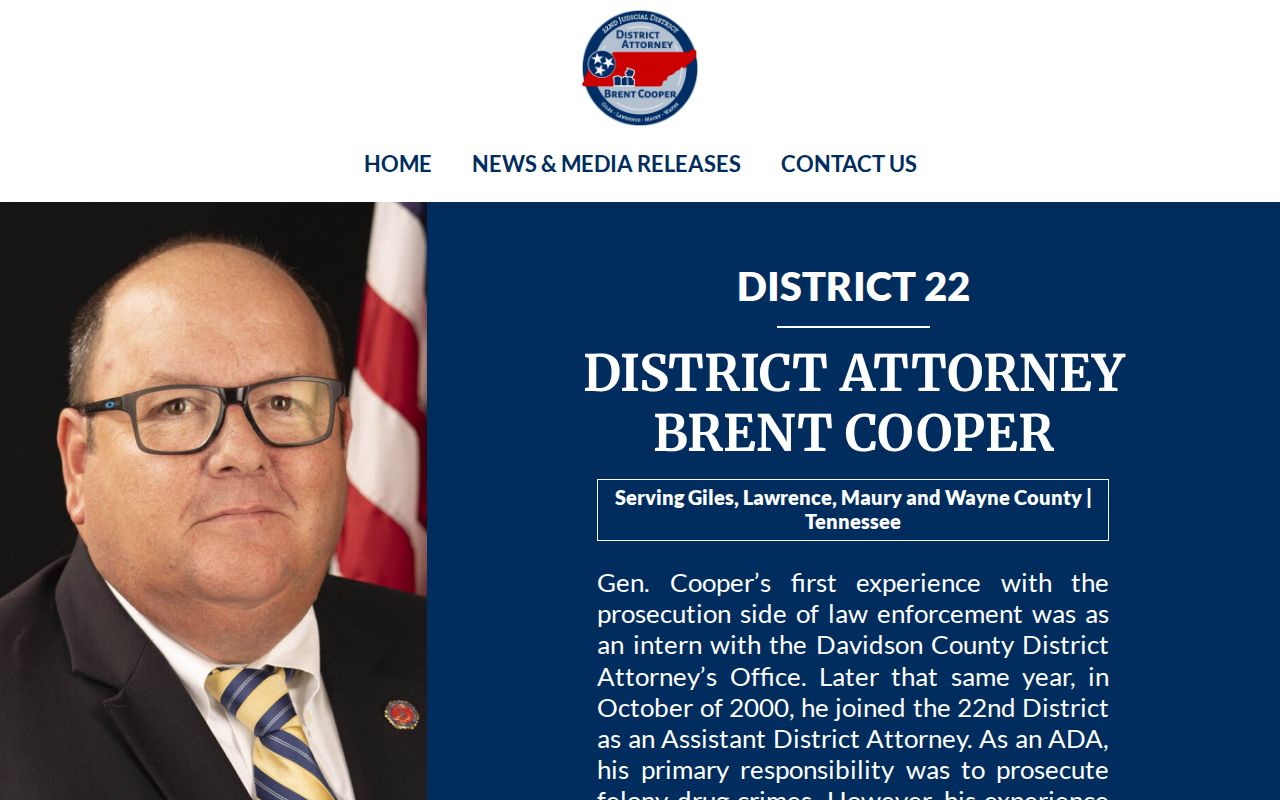 Twenty-Second Judicial District Attorney General office serving Maury County criminal cases