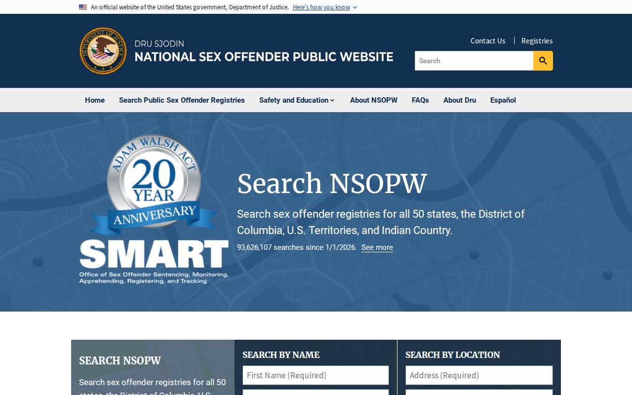 National search used with Maury County sex offender registry records